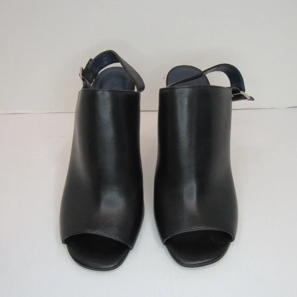 Charles & Keith Black Sling Back Peep Toe Stiletto Heels - Picture 2 of 12
